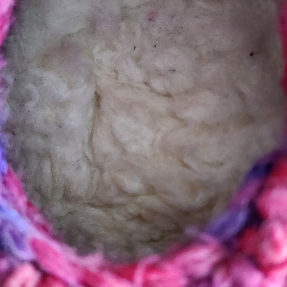 Wool Crochet Slippers Leather Sole Womens Medium Sherpa Wool Lined Cosy Winter - Picture 8 of 13